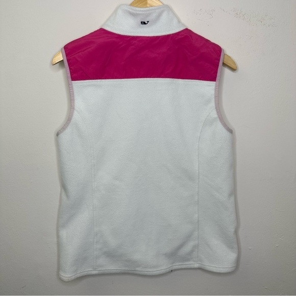 Vineyard Vines Fleece Jacket Women White‎ Solid Full Zip Vest Pocket Collar Sz M - Picture 6 of 9